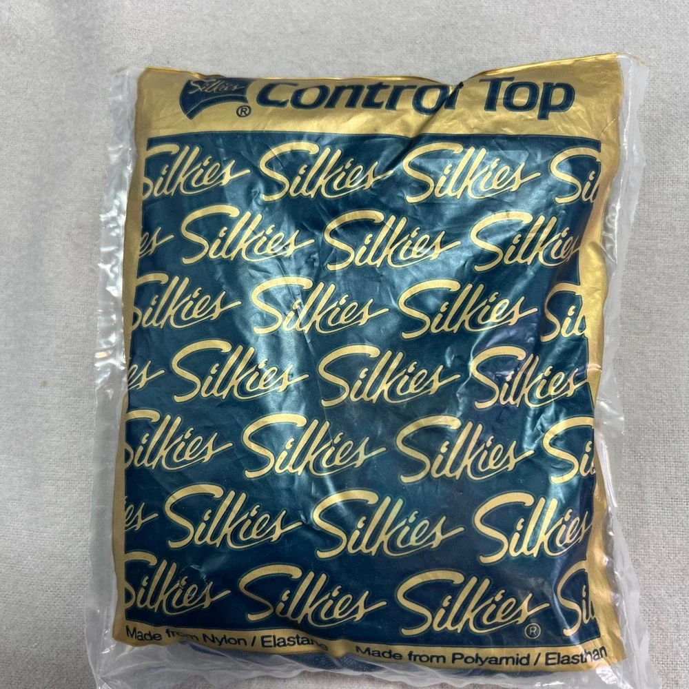 NOS Silkies Control Top Pantyhose Navy Blue Vintage Office Medium Lot of 4 Pairs